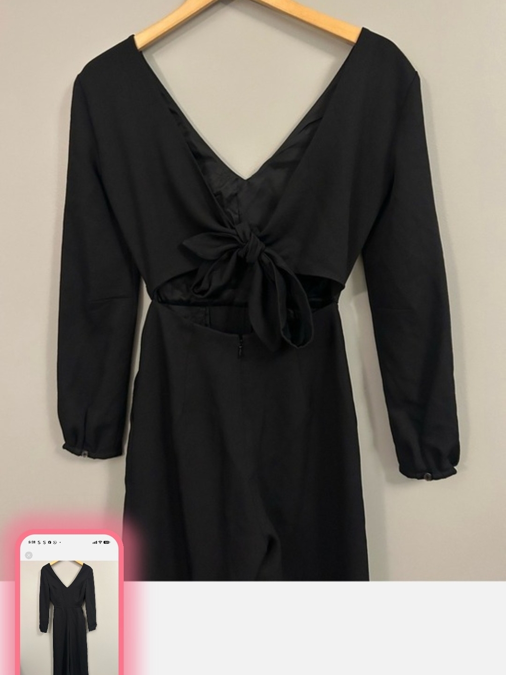 Babaton Black Long-Sleeve Tie-Back Jumpsuit